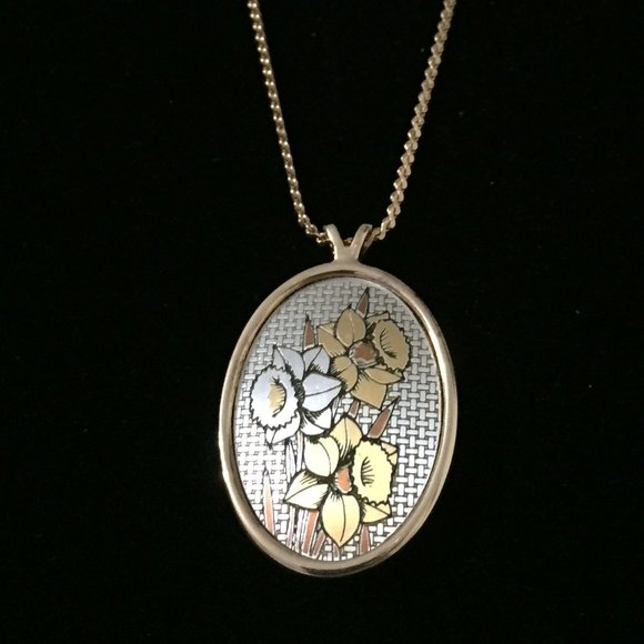 Vintage Reed & Barton Damascense Pendant Necklace - Picture 1 of 3